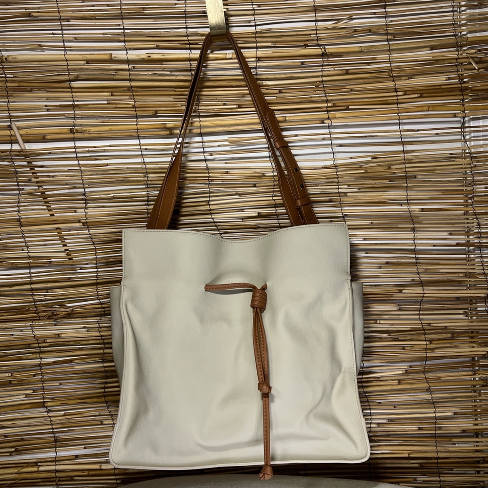 Cream Tote with Tan Knot Strap